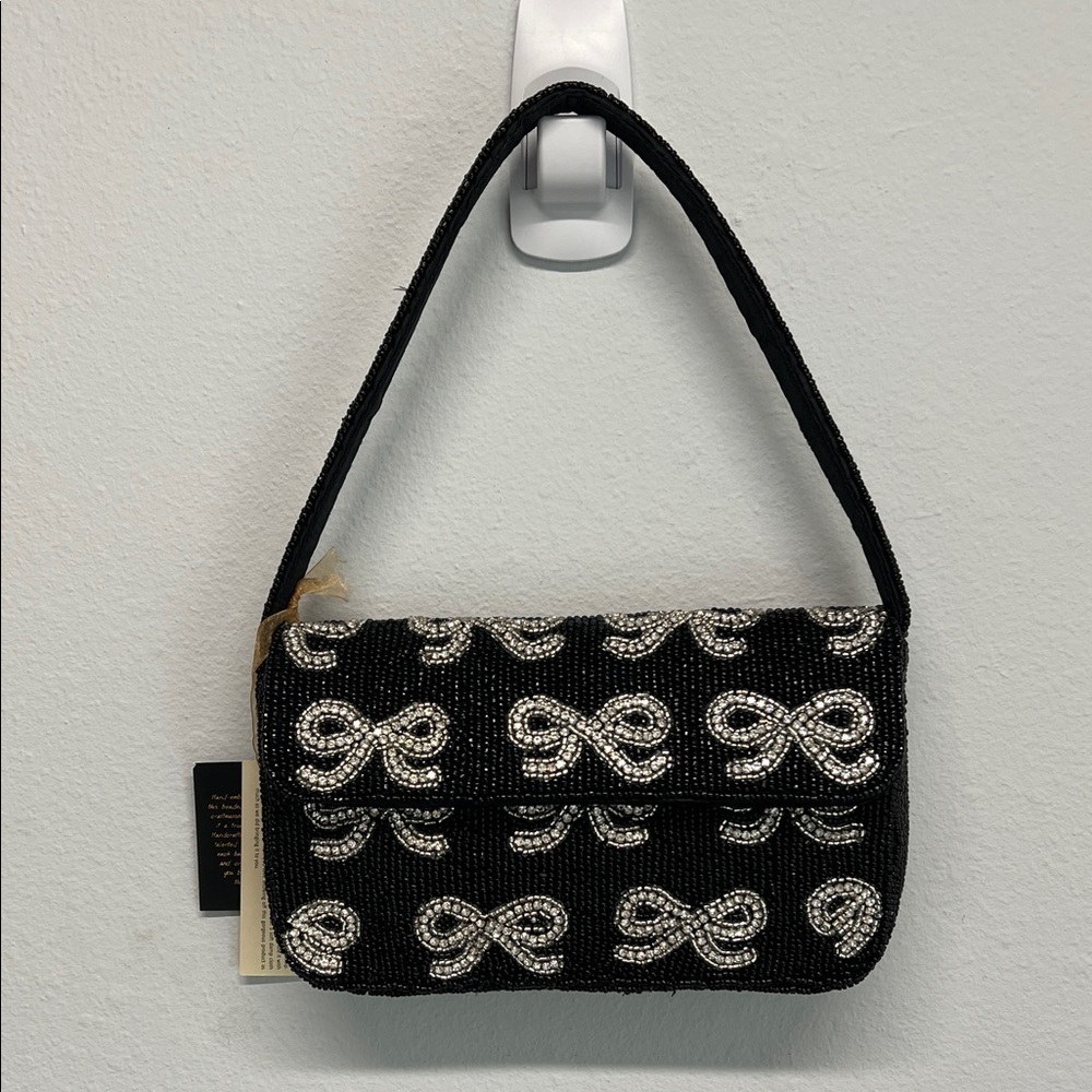 From India To You | Beaded Silver Bow Shoulder Bag